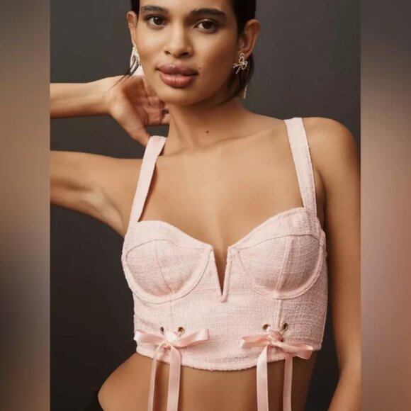 Brand New By Anthropologie Tweed Corset Bra Top - Picture 5 of 16